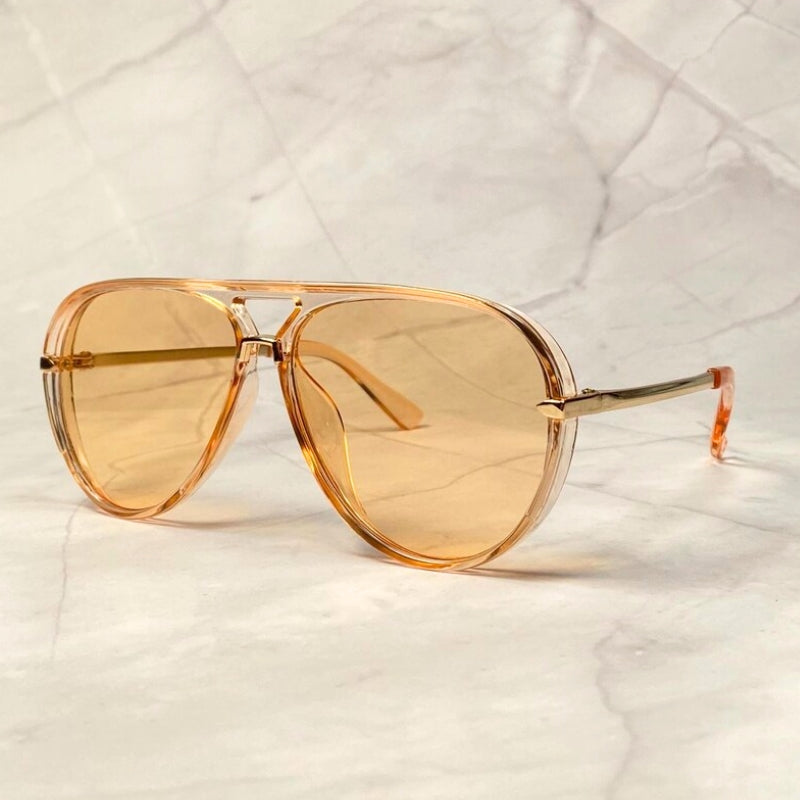 Vintage 70s aviator sunglasses gold-tone acetate frames gradient lenses UV protection retro style