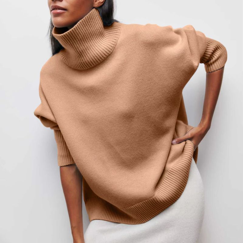 Montavi oversized turtleneck knit sweater relaxed fit cozy layering chunky ribbed neckline