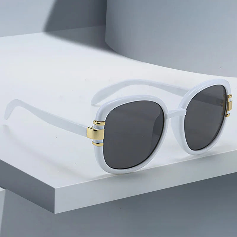 Square-frame gradient sunglasses dual-tone acetate UV400 polished gold hinges glam fashion eyewear