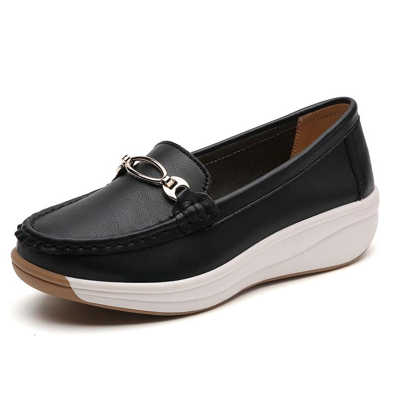 Genuine leather loafers slip-on style with orthopedic arch support and padded insole for professionals