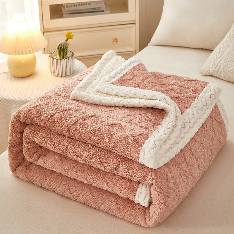 Reversible sherpa fleece throw blanket dual-texture cozy design for home warmth and comfort