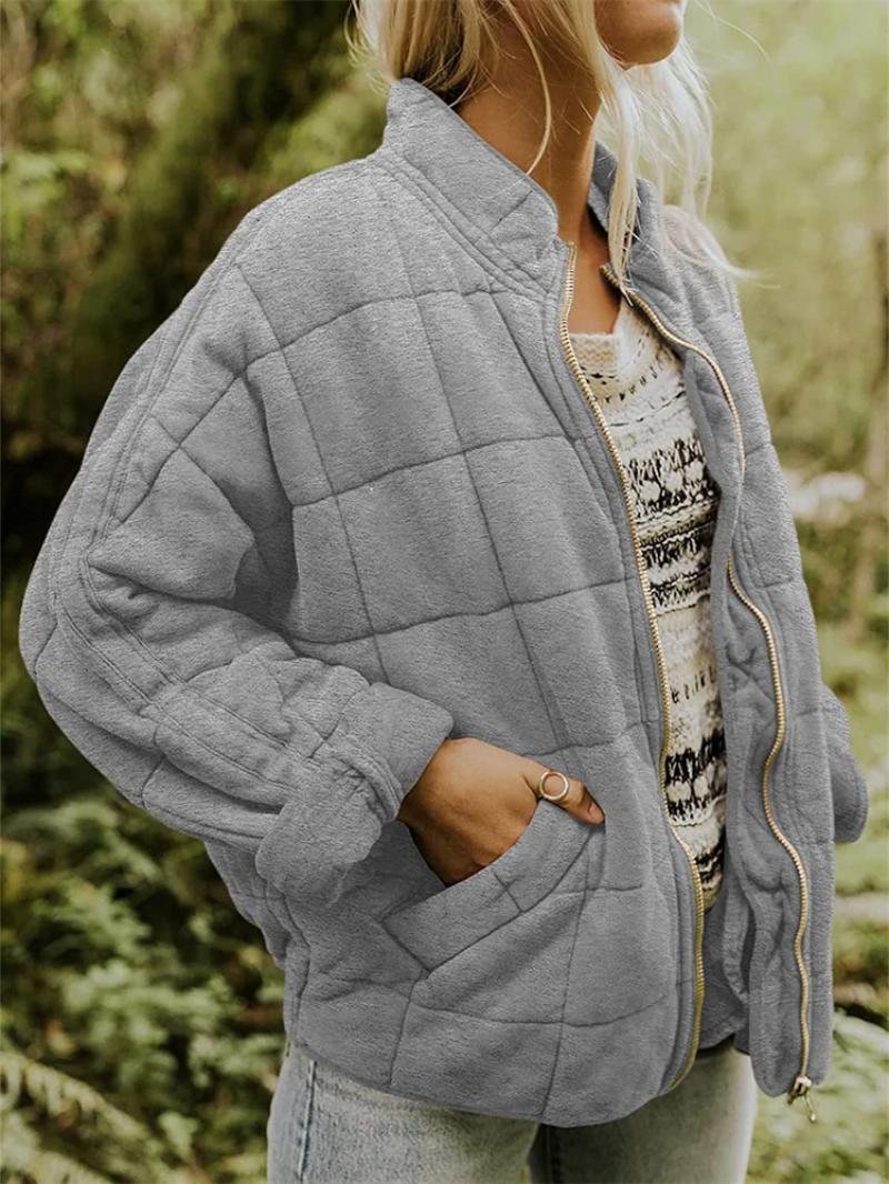 Women's quilted casual jacket loose fit urban style cozy warmth everyday wear
