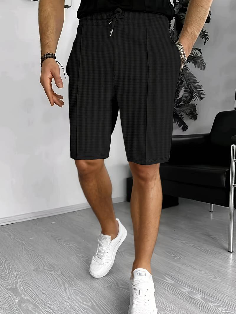 Oliver men's gray waffle knit sports shorts with relaxed fit and sustainable breathable fabric