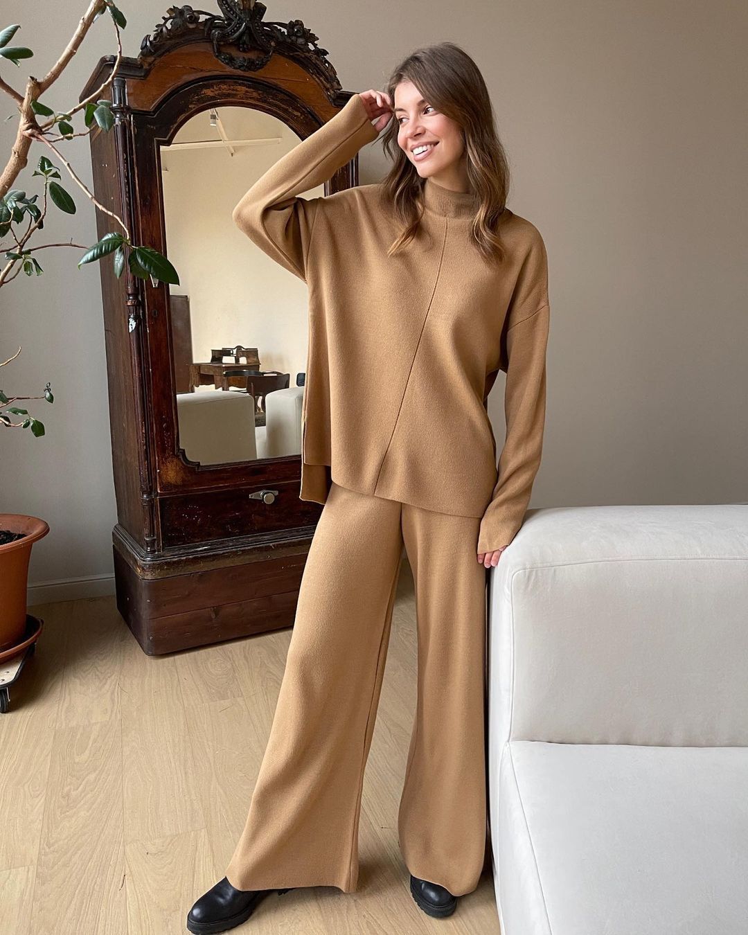 Women's cozy winter sweater and pants matching set soft breathable fabric casual chic loungewear