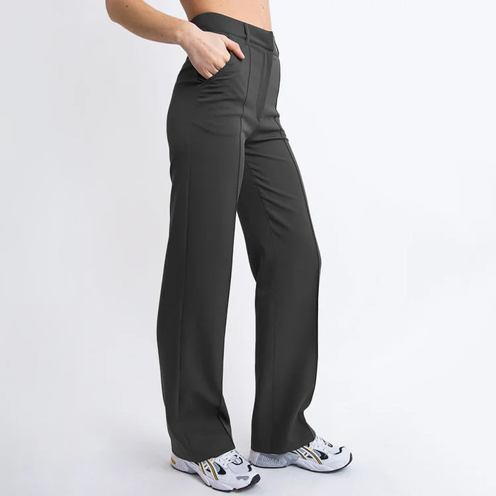 Women's high-waisted wide leg suit pants with pockets, elegant office-to-party style by Nordic Flair