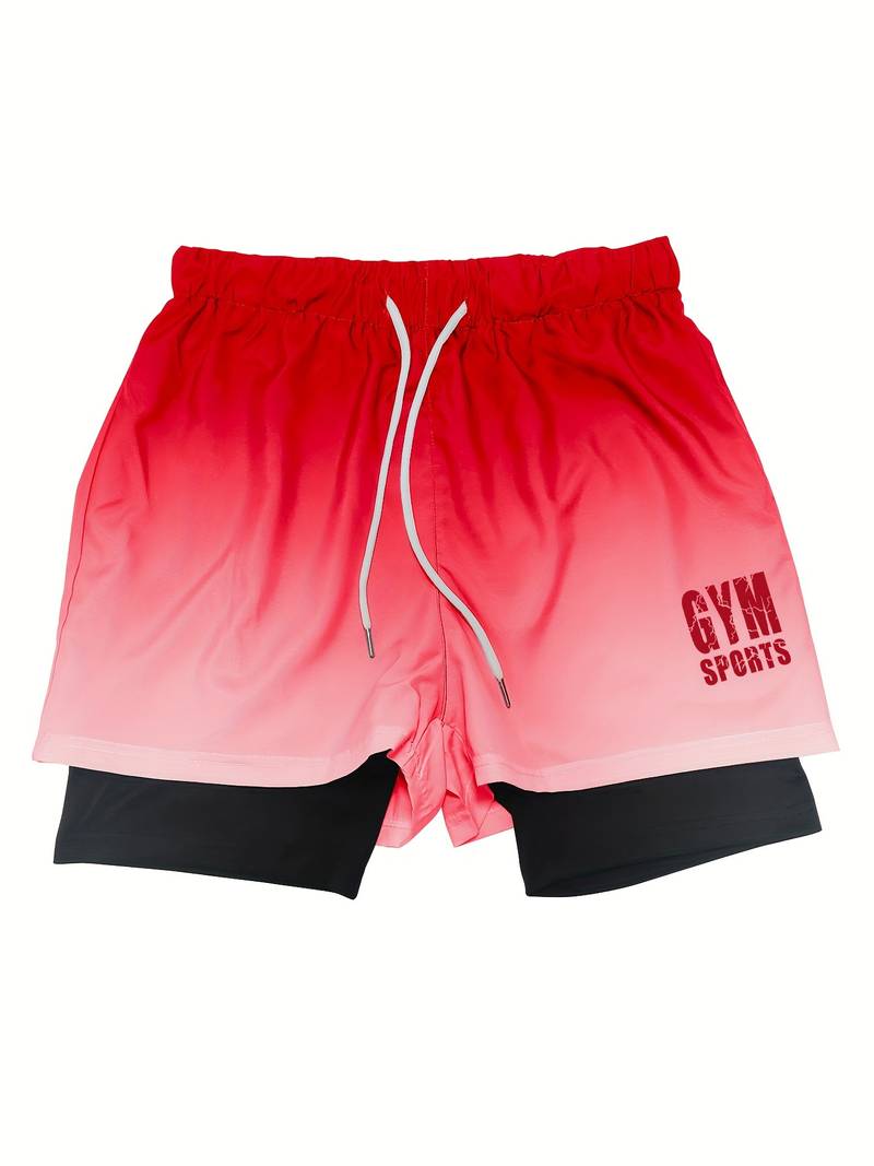 Men's 2-in-1 ombre active shorts double-layer design versatile comfort everyday athletic wear