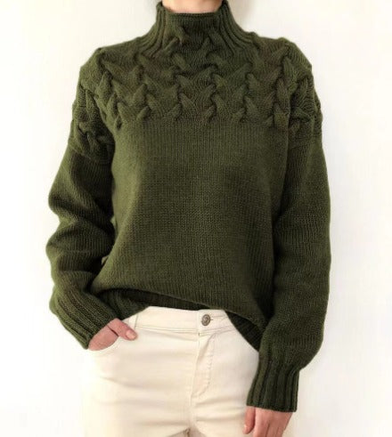 Neutral boxy-fit rollneck sweater unisex cozy premium knit structured silhouette office casual wear