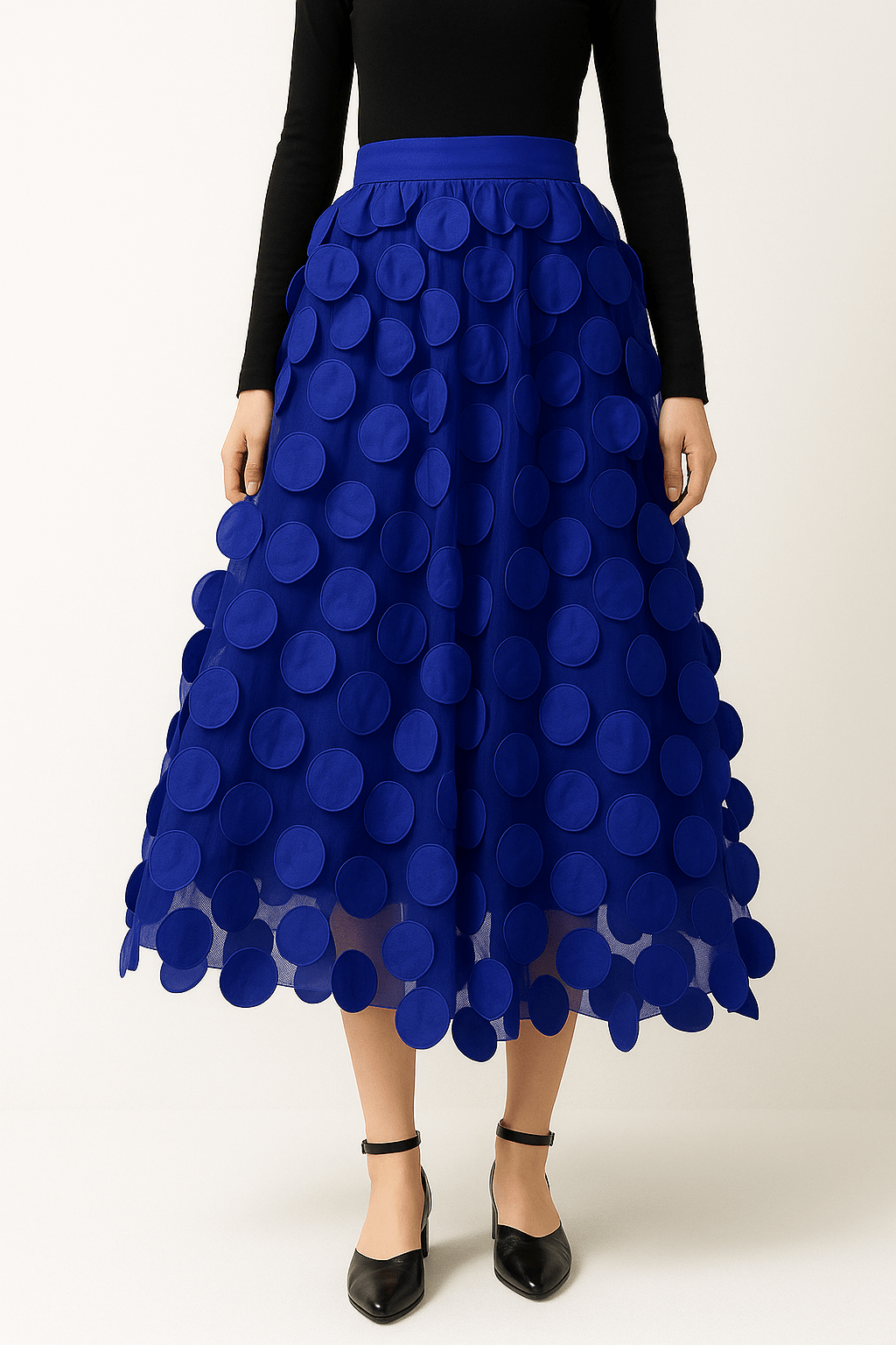 Women's A-line midi skirt flowing silhouette lightweight fabric flattering cut all-day comfort
