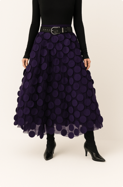 Women's A-line midi skirt flowing silhouette lightweight fabric flattering feminine cut all-day comfort