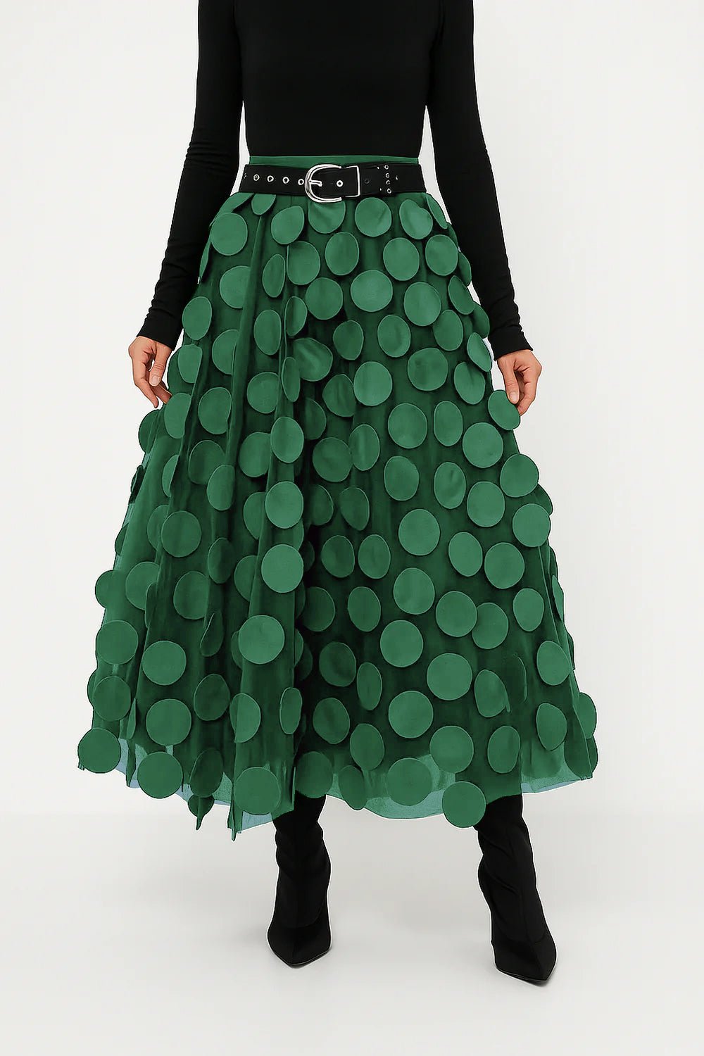 Women's A-line midi skirt flowing silhouette lightweight fabric flattering cut all-day comfort elegant feminine