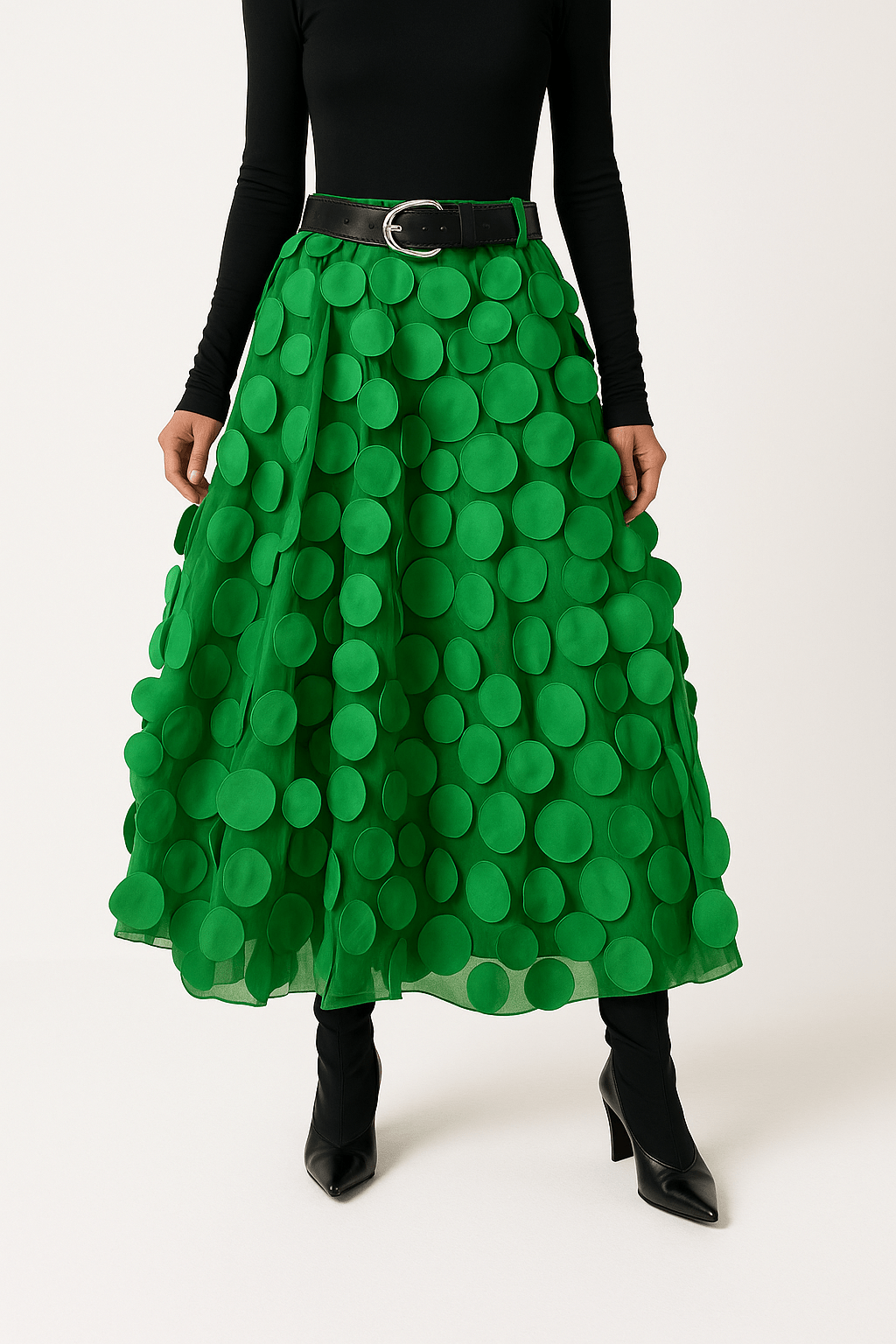 Women's A-line midi skirt flowing silhouette lightweight fabric flattering feminine cut all-day comfort