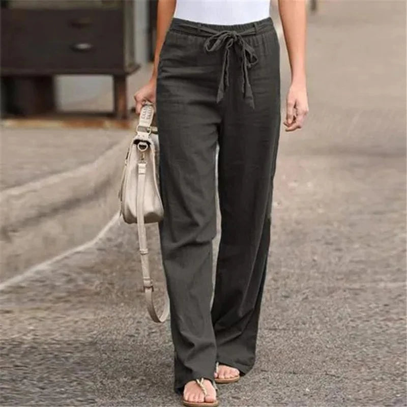 Ilnara stretch linen-blend pants, breathable lightweight unisex fit for all-day comfort