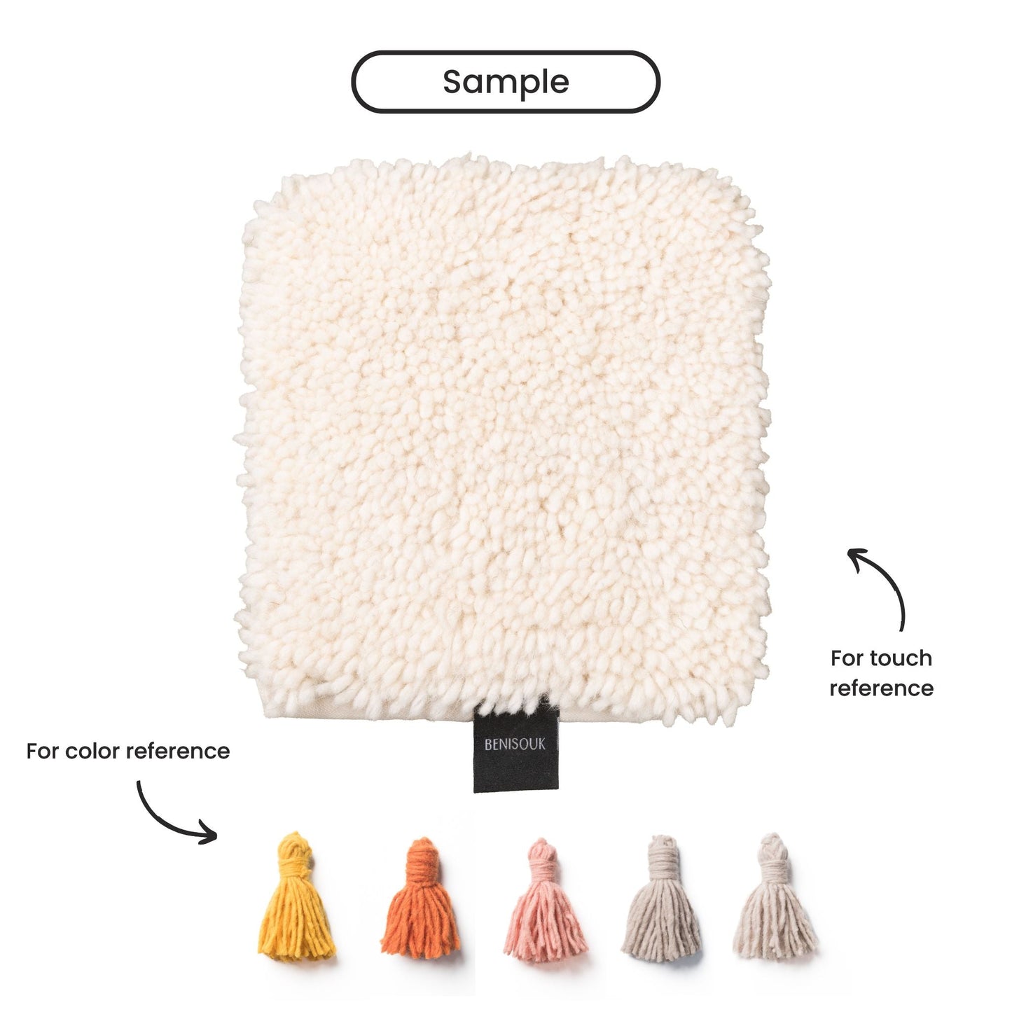 Handcrafted Moroccan shag rug in natural wool, Berber-style weaving with warm texture for interior design