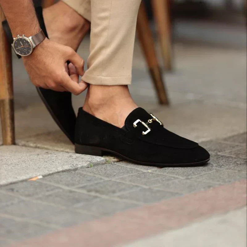 Brown handmade Italian calfskin leather business loafer for men with sleek timeless silhouette