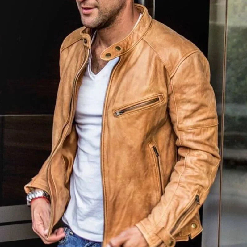 Navy blue water-resistant outdoor jacket slim fit with understated elegant design for everyday wear