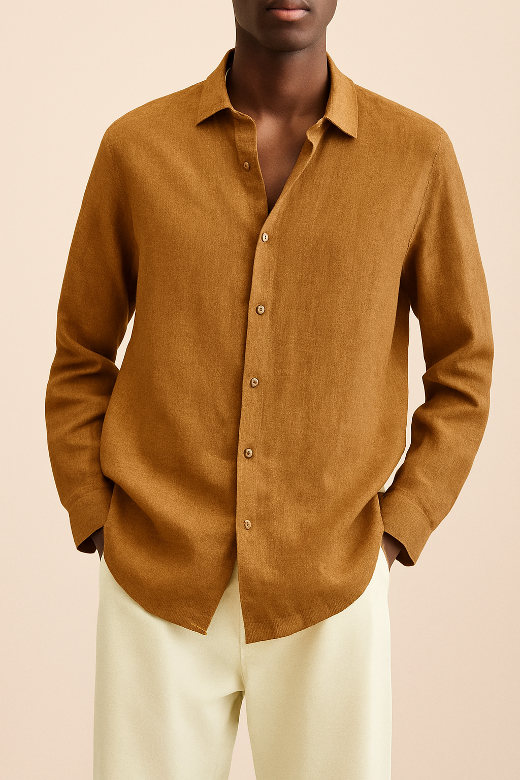 Men's natural linen shirt Albert relaxed fit breathable everyday wear easy to style