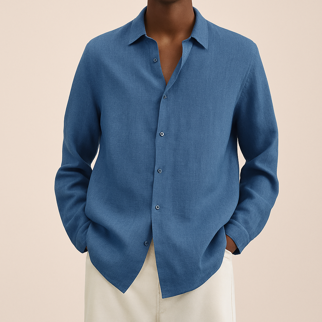 Men's Albert natural linen shirt relaxed fit breathable everyday wear easy styling