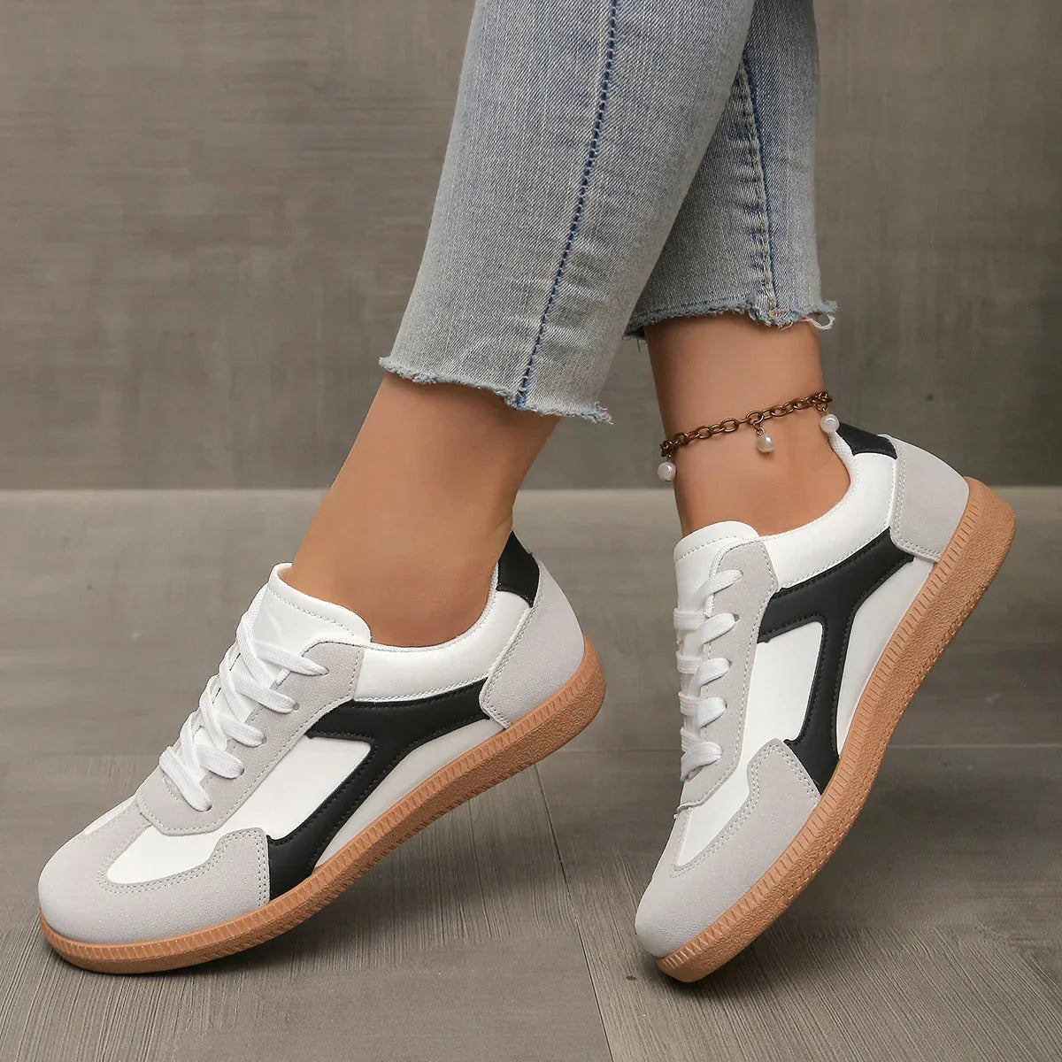 Women's color block lace-up sneakers casual style vibrant multi-tone design with all-day comfort fit
