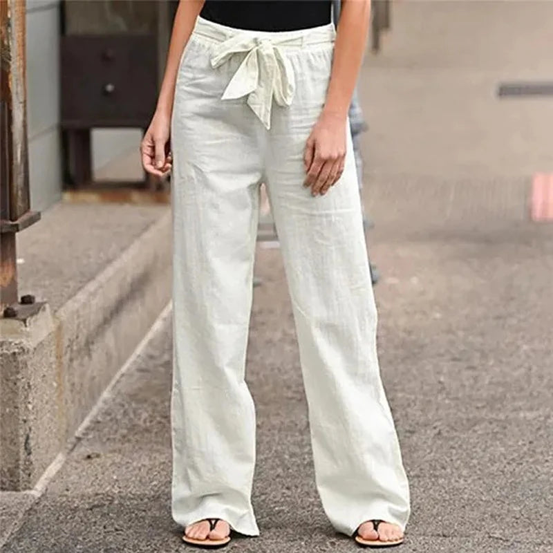 Ilnara unisex stretch linen pants, lightweight breathable linen-blend with relaxed polished fit