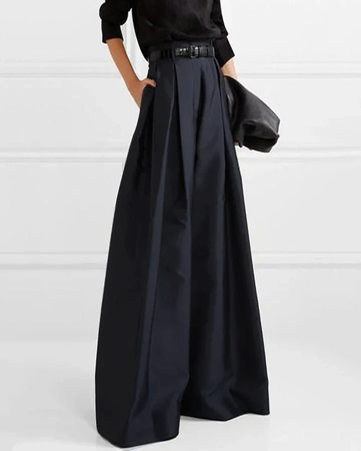 Adele high-waist long A-line skirt elegant flowing silhouette Parisienne luxury women