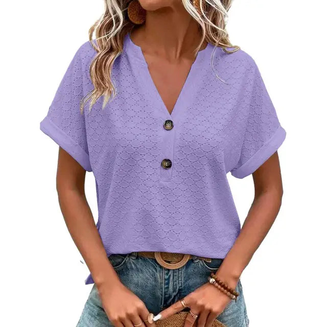 Sloane women's breathable V-neck top lightweight summer essential cool chic everyday comfort