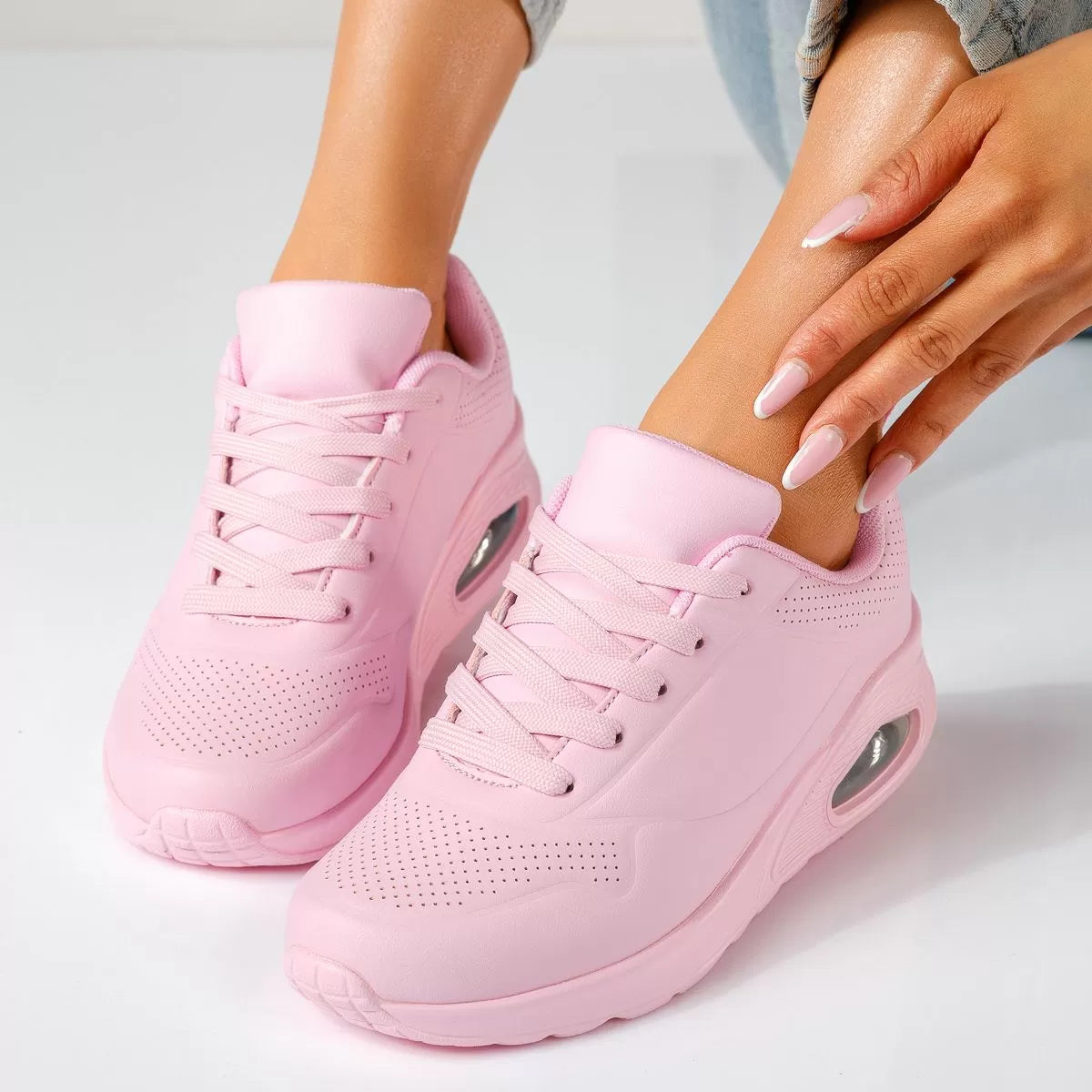 Chloe women white lace-up walking sneakers lightweight winter sport shoes modern streamlined design