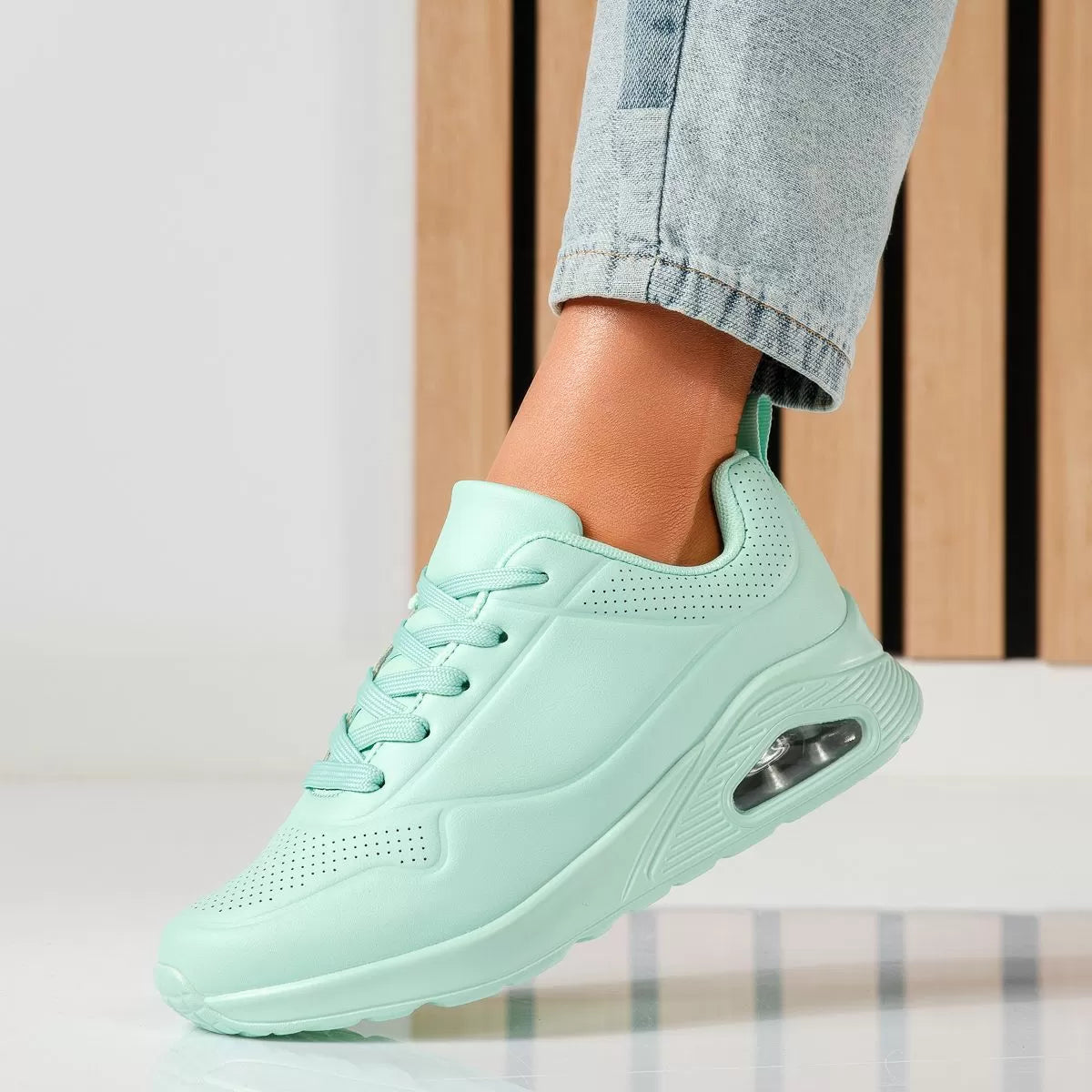 Chloe women white lace-up walking sneakers lightweight winter sport shoes modern silhouette