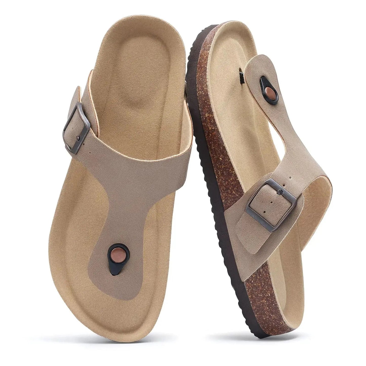 Women's adjustable strap suede clogs with cork footbed, casual slip-on style in neutral tones