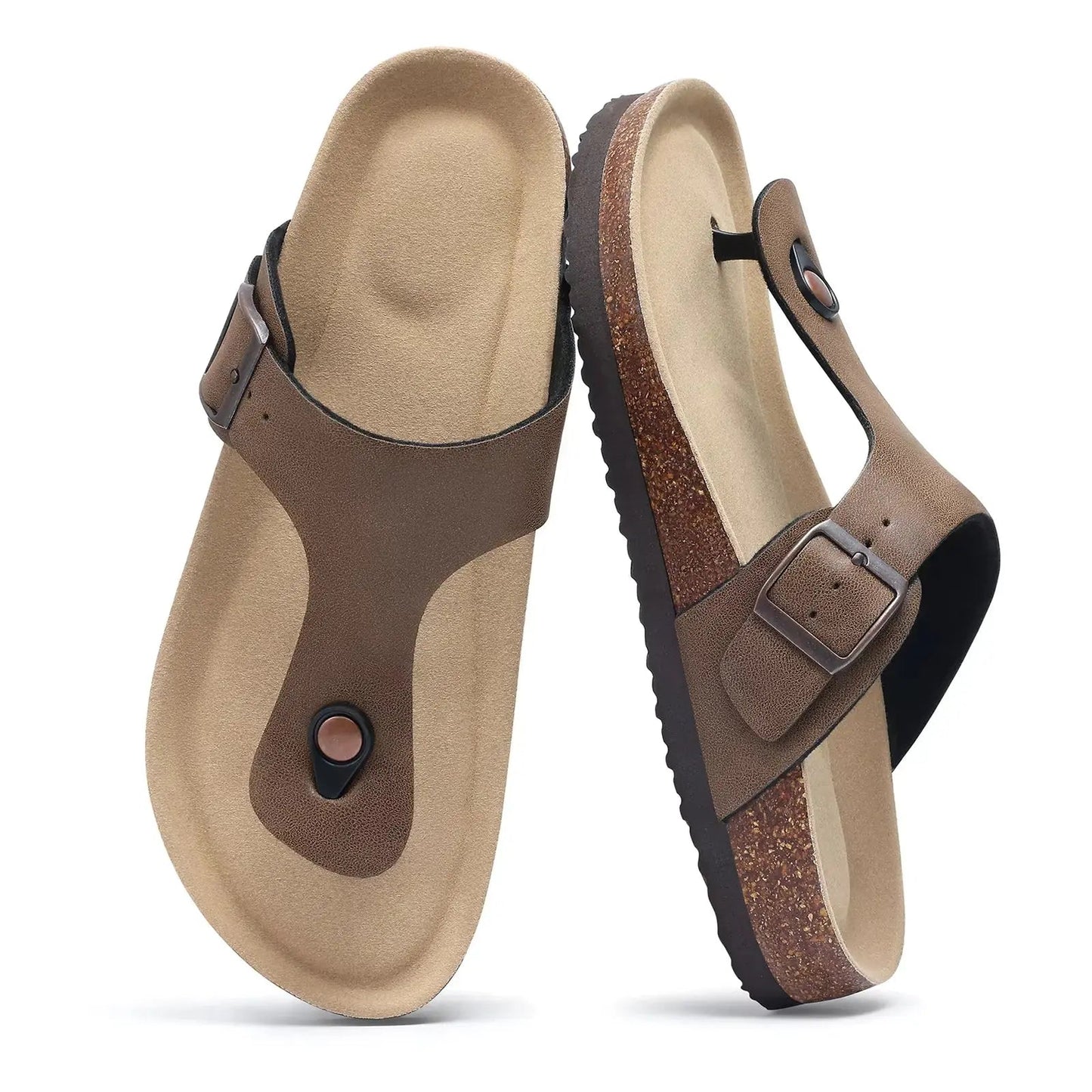 Women's adjustable strap suede clogs with cork footbed, casual slip-on style for all-day comfort