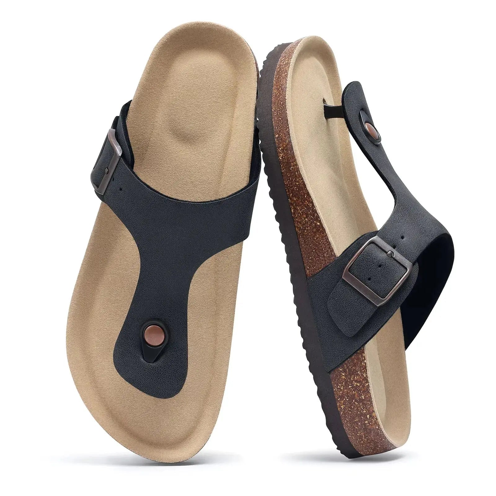 Women's suede adjustable strap clogs with cork footbed, casual slip-on style for all-day comfort