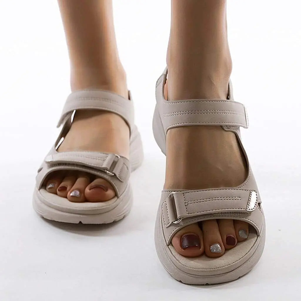 Women's adjustable strap platform sandals with cushioned supportive sole for all-day comfort
