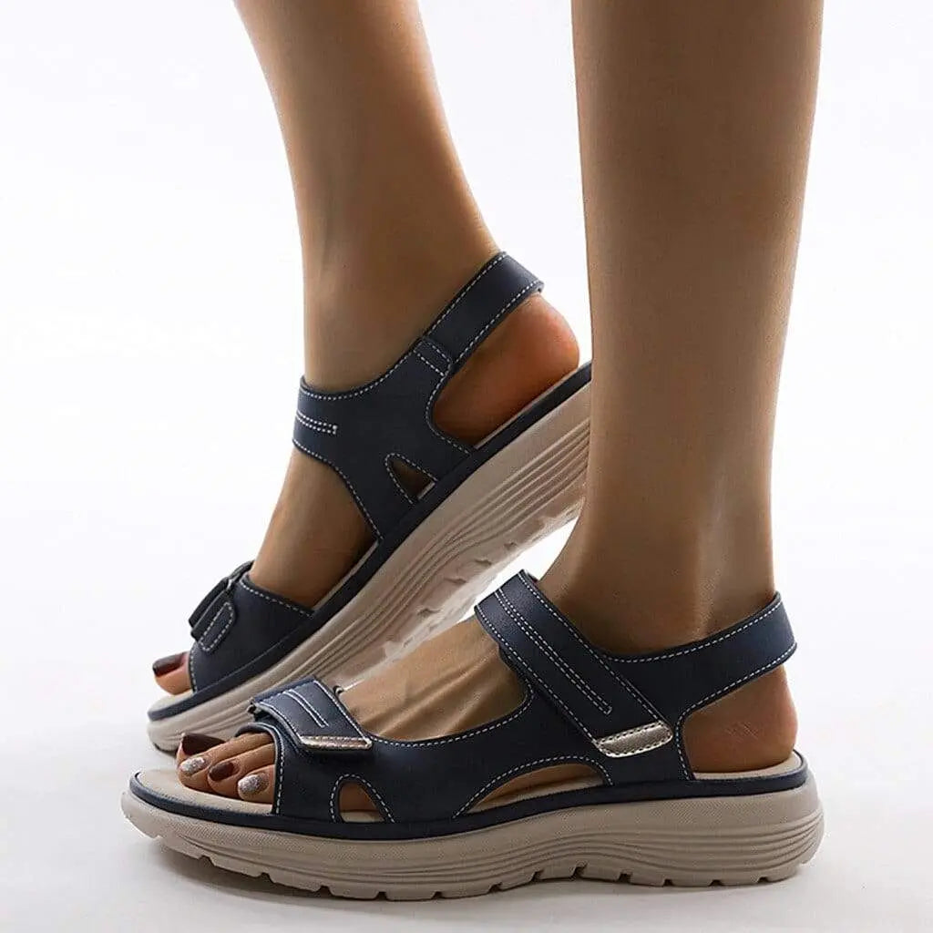 Women's adjustable strap platform sandals with cushioned supportive sole for all-day comfort