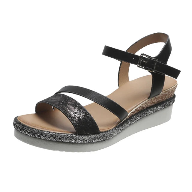 Women's adjustable wedge sandals with cushioned EVA sole and secure ankle straps for all-day comfort
