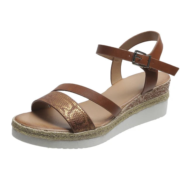 Women's adjustable wedge sandals with cushioned EVA sole and secure ankle straps for all-day comfort