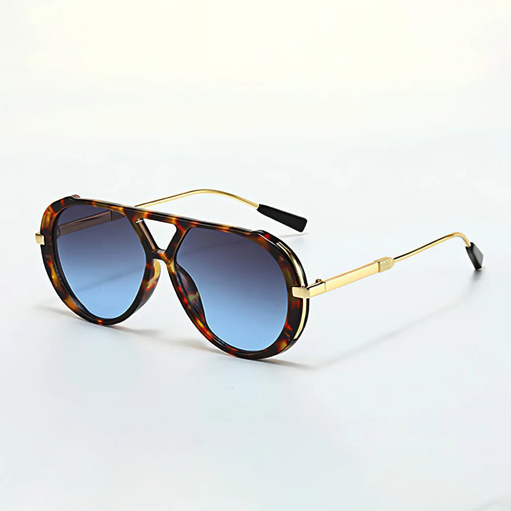 AeroLux aviator sunglasses black lenses gold-tone arms UV400 classic pilot silhouette bold statement