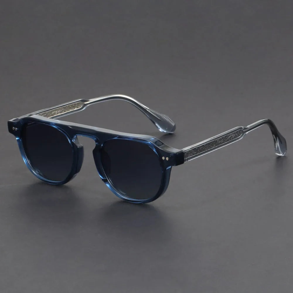Bold acetate retro panto sunglasses with UV defense lenses, streetwear-ready vintage silhouette