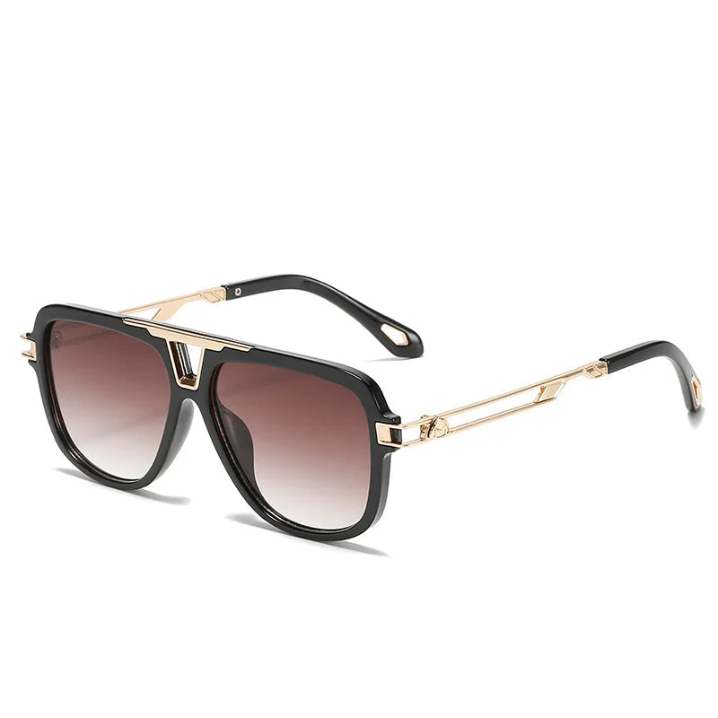 Gradient aviator sunglasses angular silver frame UV400 city style bold contemporary look