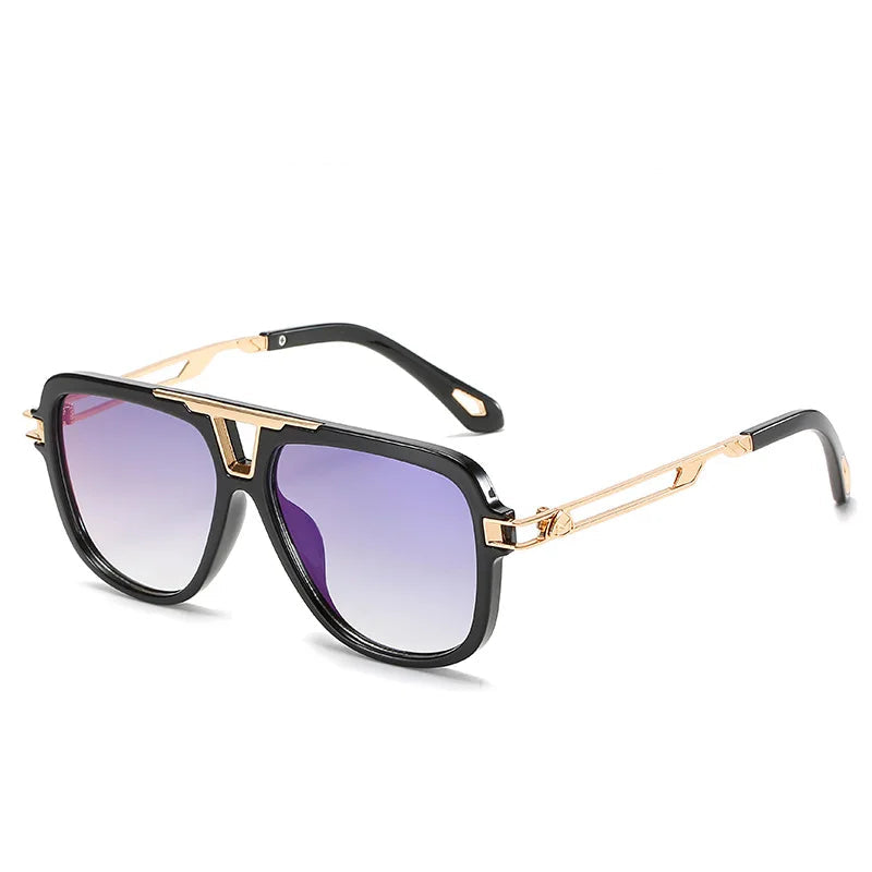 Gradient aviator sunglasses angular silver frame UV400 lens city style bold contemporary silhouette