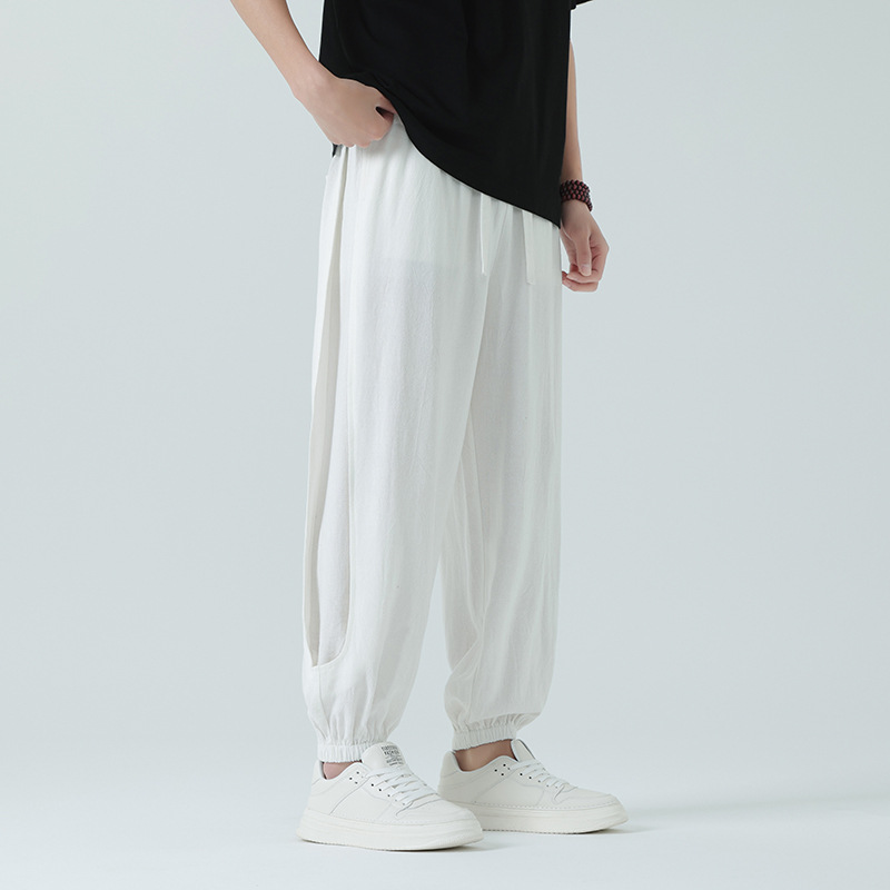 Men's light gray relaxed-fit joggers lightweight breathable fabric loose silhouette warm weather