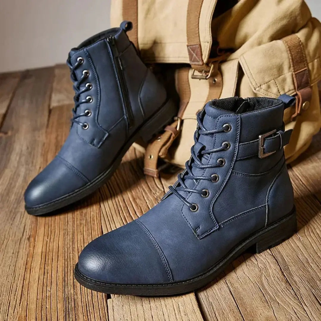 Matte faux leather lace-up streetwear boots military-inspired ankle style with cushioned insole