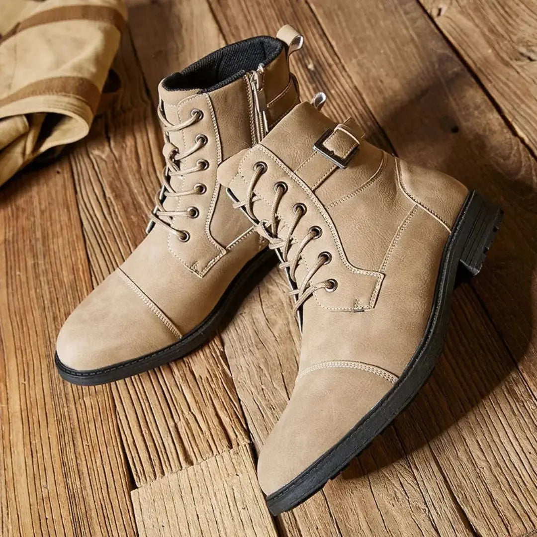 Alaric matte faux leather lace-up streetwear boots in urban military style with cushioned insole