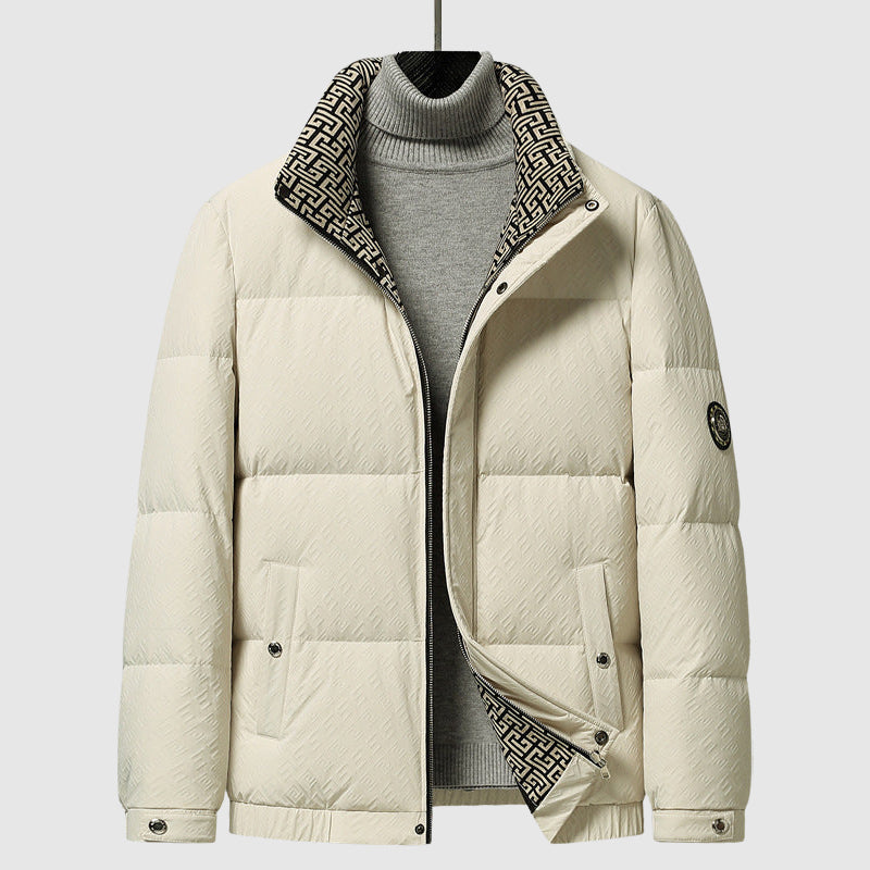 Alessandro Veneti arctic down jacket white duck fill windproof insulated coat slim cold-weather style