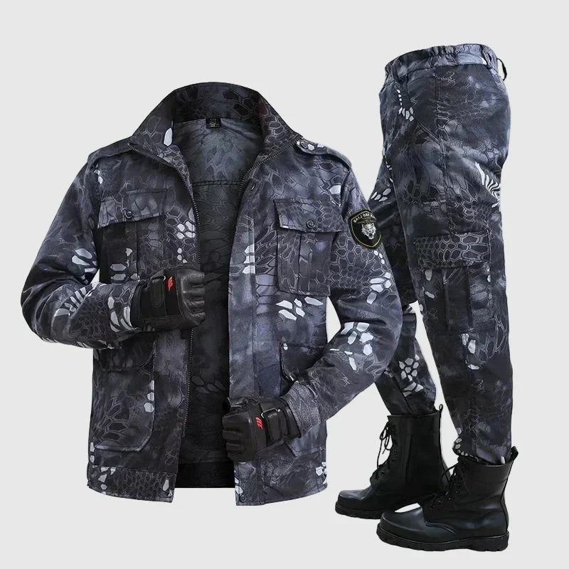 Alessandro Veneti camo outdoor duo set jacket and pants stormproof poly-blend waterproof explorer gear