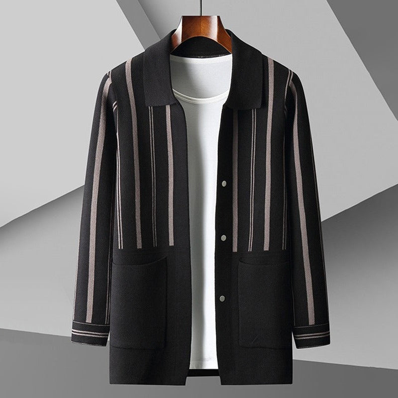 Men's relaxed fit wool blend cardigan with button closure and pockets, versatile everyday layer
