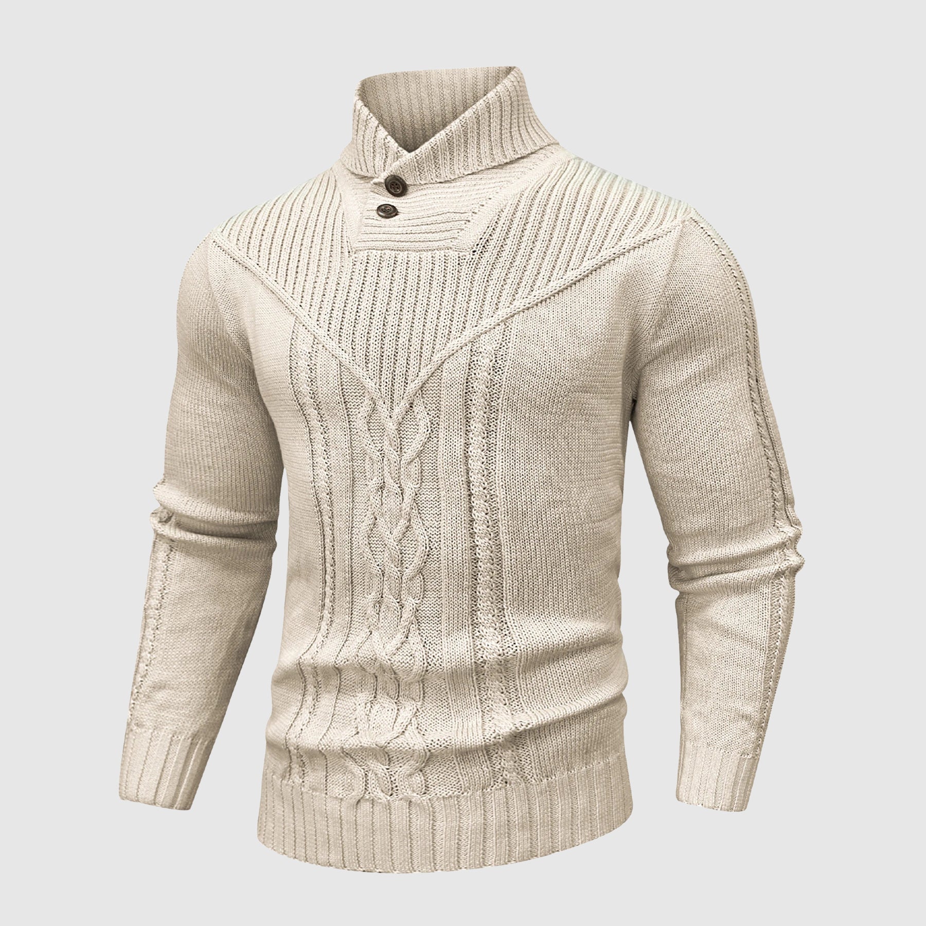 Alessandro Veneti cable-knit pullover stand collar poly-blend HeatLock warmth tailored fit classic