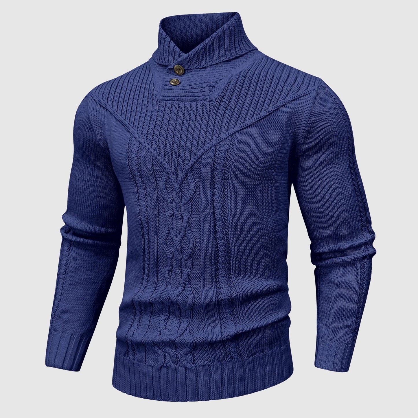 Alessandro Veneti cable-knit pullover stand collar poly-blend HeatLock warmth tailored modern fit