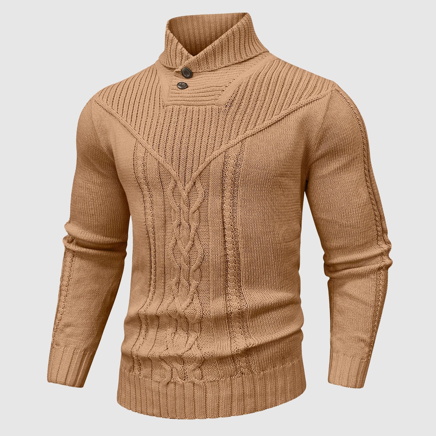Alessandro Veneti cable-knit pullover stand collar poly-blend HeatLock warmth tailored modern fit