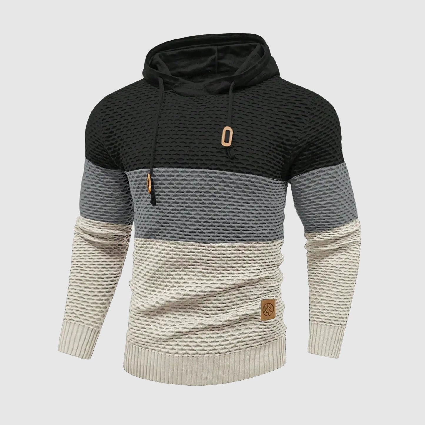 Men's triple-tone knit pullover sweater with HeatLock insulation, slim cold-weather fit