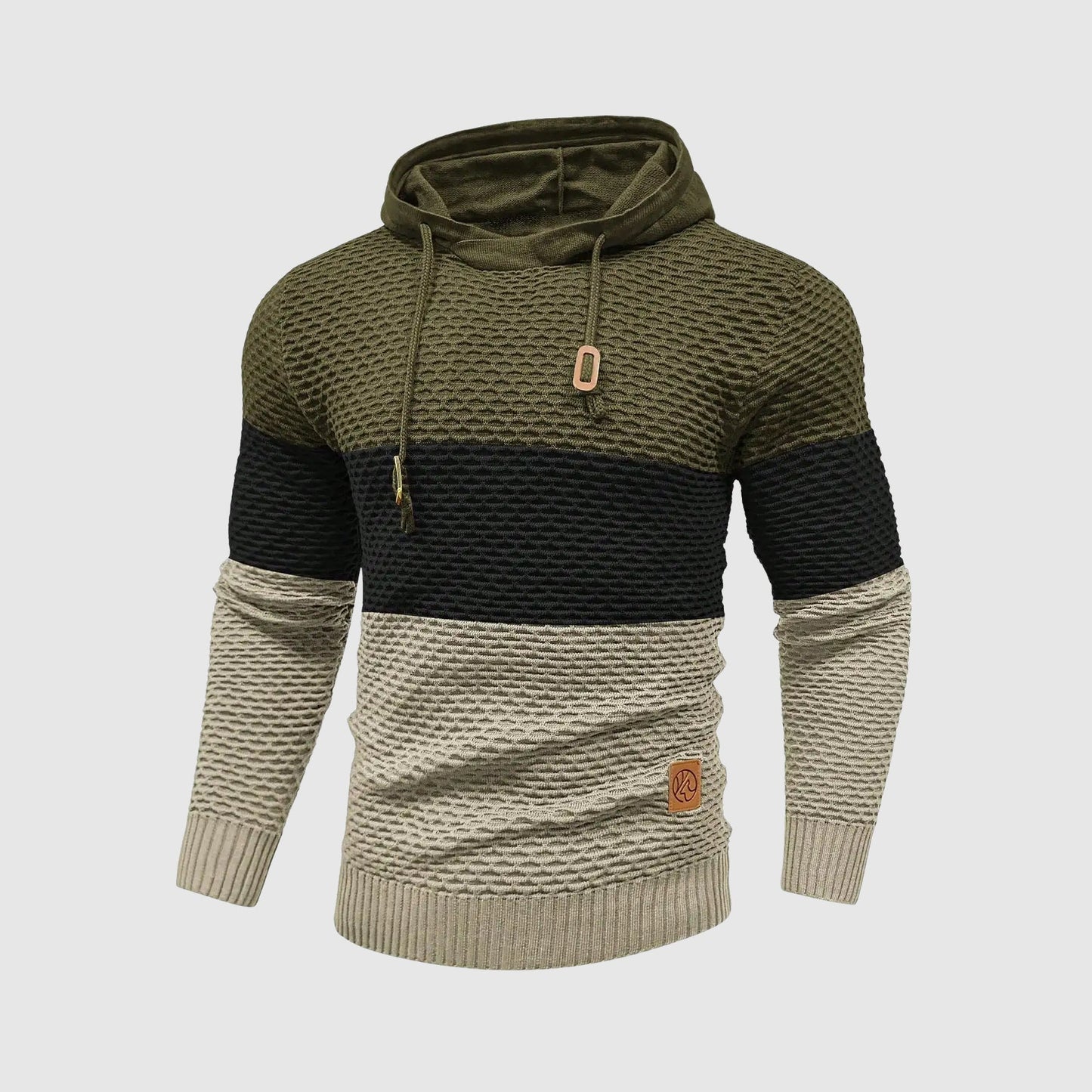 Men's triple-tone knit pullover sweater with HeatLock insulation, slim cold-weather style by Alessandro Veneti