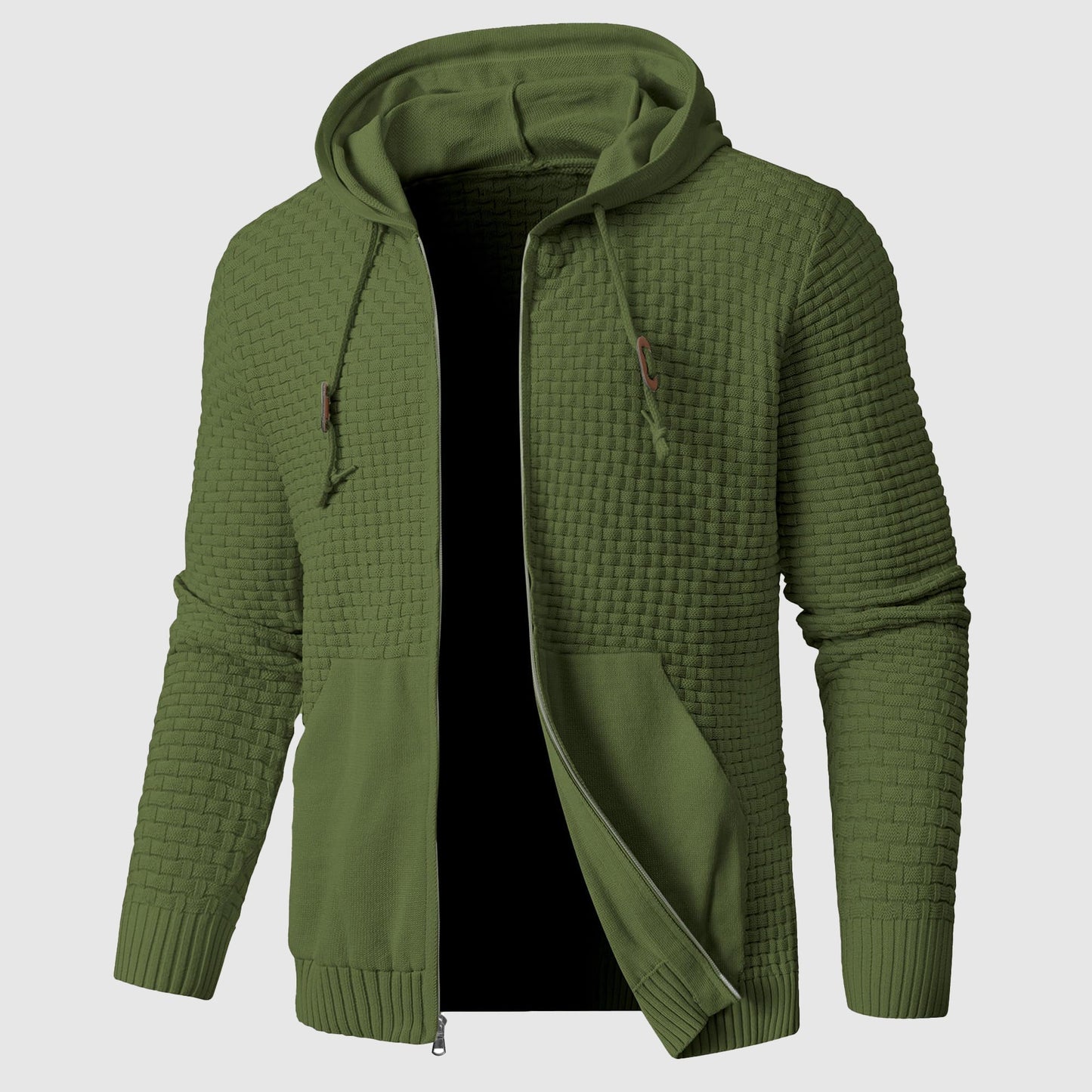 Alessandro Veneti urban artisan hoodie robust knit insulated pullover for outdoor explorers in neutral tones